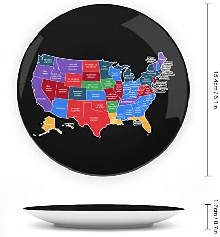 Американска Карта Декоративна Плоча Тркалезни Керамички Плочи Со Штанд За Прикажување На Декор За Свадба Во Домашна Канцеларија