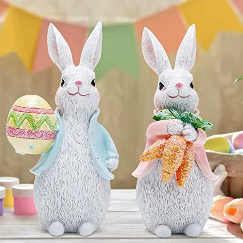Декорации за велигденски зајаче ходао пролетни затворени украси за домашни декор класични фигурини на зајаци
