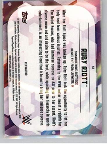 2020 Топс Хром WWE Рефрактор 53 Руби Рајот Суровини Борење Тргување Картичка