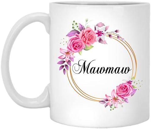 Gavinsdesigns Mawmaw Цвет Новина Кафе Кригла Подарок Денот На Мајката-Mawmaw Розова Цвеќе На Злато Рамка-Нова Mawmaw Кригла Цвет - Роденден
