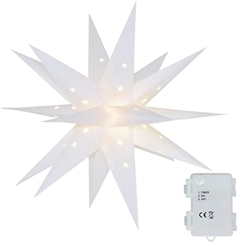 Киџиеда 3д Моравска Ѕвезда Топер-18 инчен ЛЕД Божиќна Ѕвезда Лесна Надворешна Батерија Со Тајмер, Витлеемска Ѕвезда Се Користи За Украсување