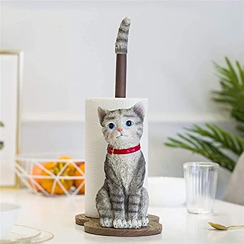 Држач за крпа за хартија ZCX, креативен држач за хартија, држач за ролна, цртана мачка вертикална кујна хартија бесплатна удирање