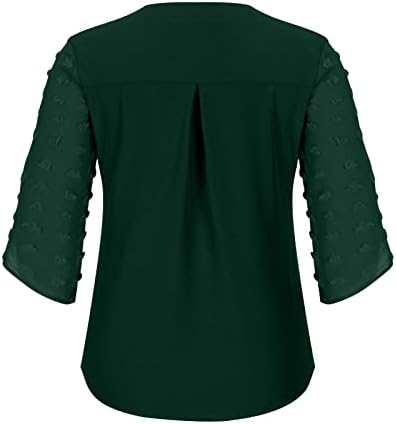 Врвови за ракави за ракави за жени мода обичен цврст V-врат лабава маица со кратки ракави, горната забава на блузи, проток, проток