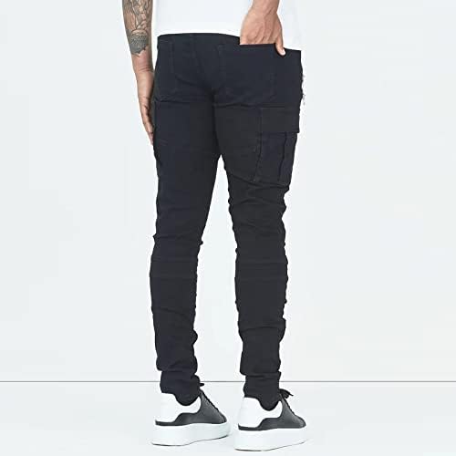 Уфоко панталони за мажи, машки спортски обични тенок џогирање панталони со лесна работа панталони на отворено пантолони со мулти-џеб