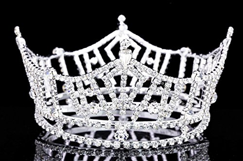 Средна Големина 3 Висока Церемонија Тијара Круна-Сребрен Кристал Кристал Т1016