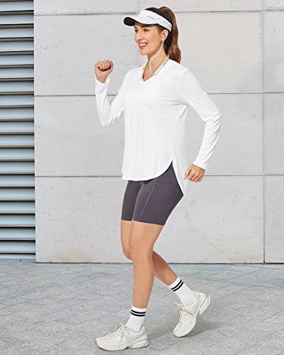 G4Free UPF 50+ Сончеви кошули за жени со долги тренинзи со долги ракави врвови SPF UV заштитни кошули за пешачење за атлетска теретана за