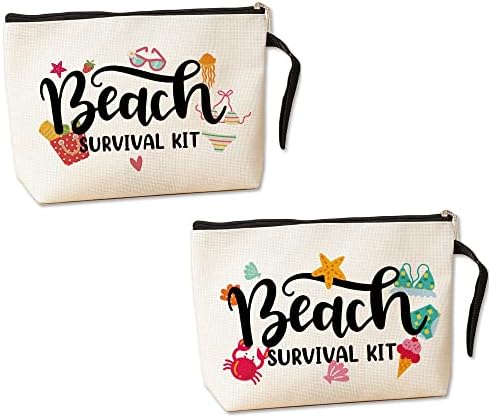 Јзтко Комплет За Преживување на Плажа 2 ПАРЧИЊА Козметичка Торба За Жени Смешна Торба За Шминкање На Плажа Подароци Додатоци