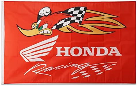 Знаме за декор на тркачки автомобили за Honda Banner 3 ft x 5 ft полиестер со 2 месинг Grommets Vivid Color HD Printing Exhiption, Racing,