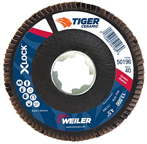 Вајлер 50196 4-1/2 Тигар керамички абразивен размавта диск, агол, фенолна поддршка, 40C, X-заклучок Арбор дупка