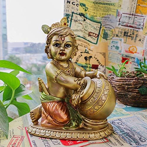 Хинду Господ бебе Кришна статуа - Индиски идол Кришна фигурини за дома Мандир Храмот Поја - Индија Мурти Буда скулптура Религиозни