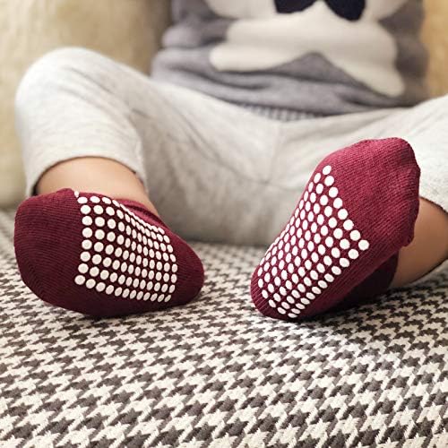 Jakidar 12-пар бебешки чорапи кои не се лизгаат памучни мали деца чорапи на глуждот за деца за бебиња за бебиња