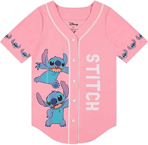 Дизни дами Лило и бод со бод - Дами класичен Лило и бод бејзбол Jerseyерси Лило и дрес на Stitch Mesh