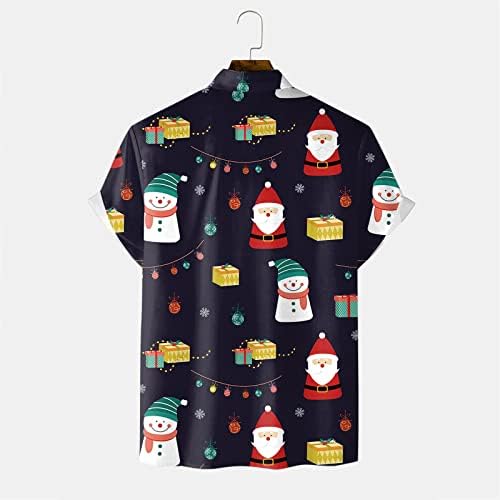 Божиќно копче на Зддо, кратки кошули со кратки ракави 3Д смешни графички случајни хавајски кошула Божиќна забава куглање маички кошула маички