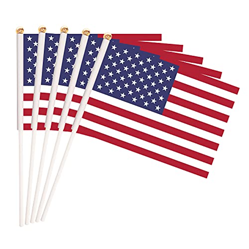 TrendPow 12 Pack USA Hand Hold Shark United Daties Мал мини знаме Американско знаме на Америка, патриотски украси за паради, Светски