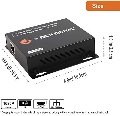 J-Tech Digital HDMI Extender над единечен CAT5E/6/7 Кабел Full HD 1080P со TCP/IP, IR до 400ft [JTD-EX-120M] црно
