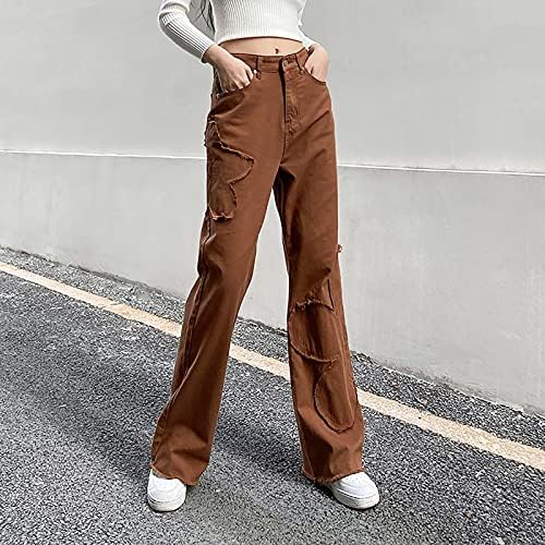 Широки панталони за карго за нозе за женски половини, панталони панталони, плус панталони со големина гроздобер Y2K улична облека Палацо панталони