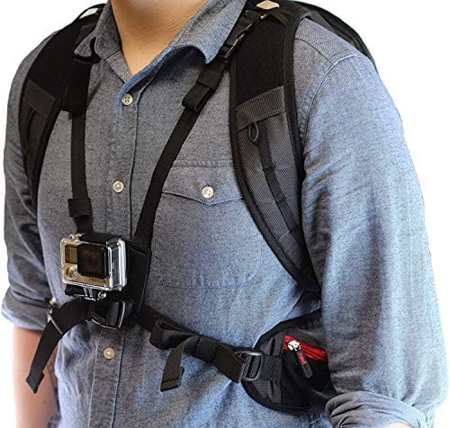 Ранец на ранец на фотоапаратот Navitech Action Camera со интегрирана лента за градите - компатибилен со Dual Screen Wolfang Dual Screen