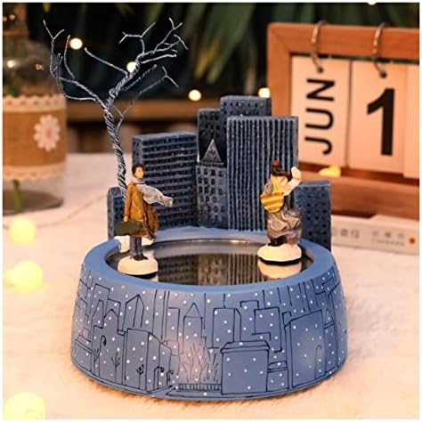 Xiaosaku Музичка кутија Божиќни украси ротирачки музички кутии креативно подарок девојче Детето роденден Исклучителна музичка