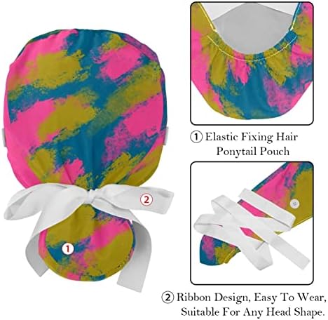 2 Пакувајте Работни Капачиња Со Копче И Лента За Потење, Капи За Пилинг Со Прилагодливи Графити Во Боја, Опашка