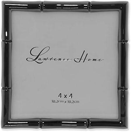 Лоренс Рамки 4x4 црна полиран метална рамка за слика со бамбус дизајн