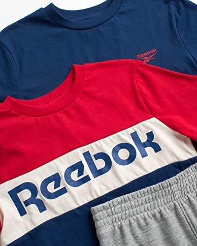 Комплет за џогер за момчиња Reebok - 3 парчиња маица со кратки ракави и џогери од руно