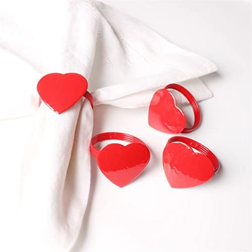 Gkmjki 6pcs Голема црвена боја во облик на срцев ден на в Valentубените, салфетка, салфетка прстенка прстенен прстен за уста, крзно крпи