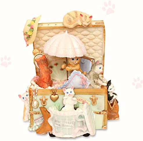 Lmmddp мачка девојка срце што ротира музичка кутија октава кутија ретро креативна роденденска девојка подарок на девојки девојки