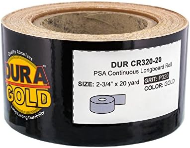 Dura -Gold Premium 320 Grit Gold PSA Longboard Sandpaper 20 дворови Долг Континуирано ролна и Дура -Голд - чисто злато супериорни крпи за тактики - Так партали