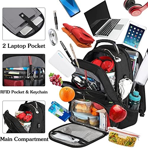 Ранец за ручек за мажи, изолирана ладилна торба кутија за ручек ранец, екстра голем ранец на лаптоп за патувања TSA Пријателски РФИД Трајни