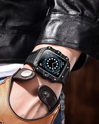 Dyizu Retrofit Cit Ремен+Случај За Apple Watch Band 45mm 44mm 40mm 41mm Гумен Ремен+Керамички Комплет Случај за iWatch 7 6 5 4