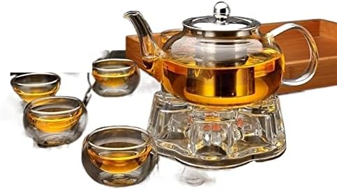 Стакло чајник отпорен на топлина, сет за цвеќиња од чај, котел, чајник за кафе, сет за пијалоци, чајник чајник