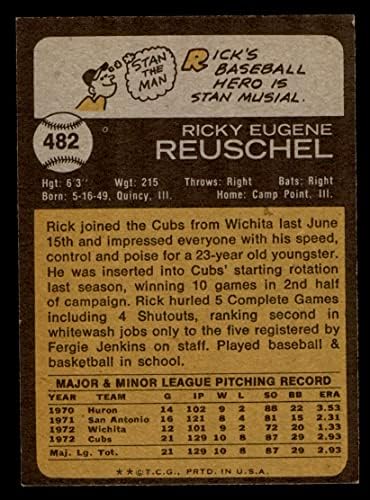1973 Топпс 482 Рик Реушел Чикаго Cubs VG/Ex Cubs