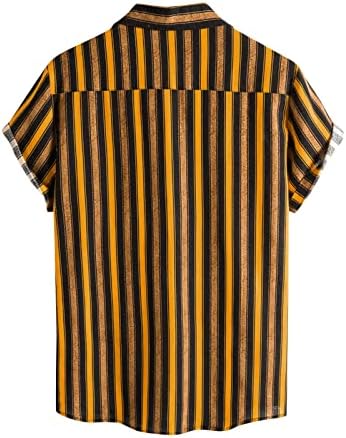 Beuu 2022 Нови кошули за мажи, летен краток ракав вертикална лента со маица предно џеб копче надолу по тенок вклопат обични кошули