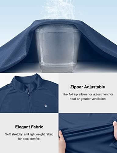Тбмпој машки 1/4 Патент Пуловер UPF 50+ Заштита Од Сонце Кошули Со Долги Ракави Лесни Атлетски Осип Чувар Пливање Кошула Блузи