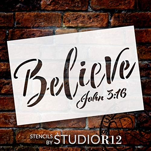Верувај Јован 3: 16 Матрица Од Студиор12 | Кристијан &засилувач; Инспиративна Ѕидна Уметност | Рустикална Фарма Вера Декор | Боја Дрво Знаци