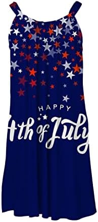 Женски Фустани за 4 јули Маици Со Американско Знаме Фустан Летни Секојдневни Фустани За Покривање Мини Фустан За Денот На Независноста