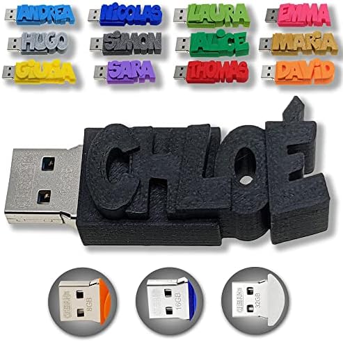 Прилагодено USB стап со персонализирано име, датум или порака по ваш избор на 15 живописни бои. Изберете погон на палецот од 8, 16,