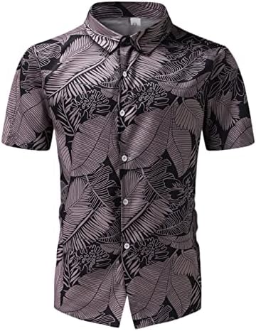Постелни кошули за мажи лабави вклопување, хавајски кошули за мажи кратки ракави редовни вклопуваат машки цветни кошули тропски врвен одморен