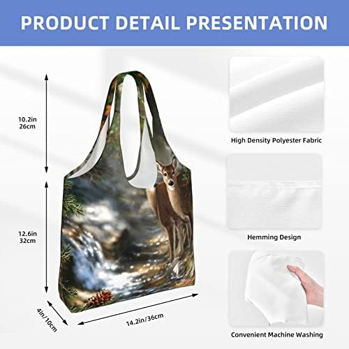 Voziti Elk Faggy Forest Печатено платно торба, торба за еднократно намирници естетска торба за торбички за торби за шопинг, свадби, родендени