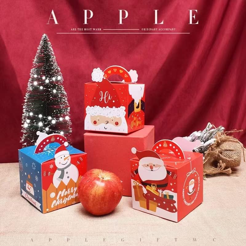 FOBEONE Божиќни третираат кутии 20 парчиња Мала големина, преклопни кутии за подароци со рачки, кутии за кутии за пекари за пекари,