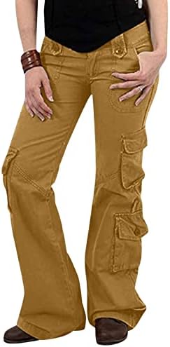 Zlovhe Cargo Pants жени Baggy, женски широки карго панталони со џебови широки панталони за нозе лабави комбинезони долги панталони