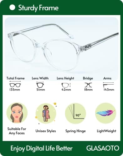 Очила За Блокирање На Сино Светло За Жени Мажи Тркалезно Читање Очила За Зголемување На Рамката Пружинска Шарка Намалување На Напрегањето