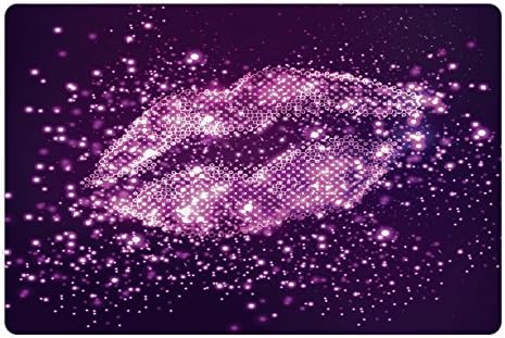 Лунарна Виолетова Подлога За Миленичиња За Храна И Вода, Дигитални Модерни Женски Усни Со Живописни Ефекти Диско Тема Ретро Модни Уметнички