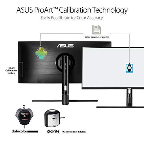 ASUS ProArt PA34VC 34 QHD Ултра Широк 1440p Закривен Монитор UWQHD 100Hz HDR-10 IPS Нега На Очите TB3 DP 1.2 HDMI 2.0 b