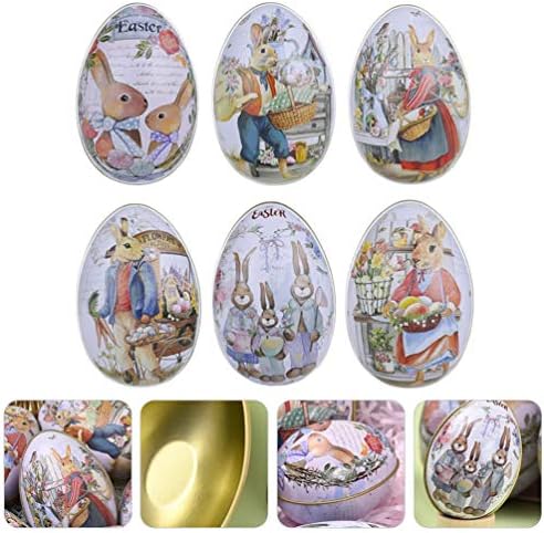 Тојвиски Велигден Метал Калај Велигден Подарок Кутија 6 парчиња Велигденско Јајце Во Облик На Бонбони Кутија Симпатична Легура На Зајаче