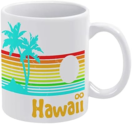 80-тите Ретро Гроздобер Хаваи Печатење Кригла Кафе Тамблер Керамички Чај Чаша Смешен Подарок За Канцеларија Дома Жени Мажи 11 Мл