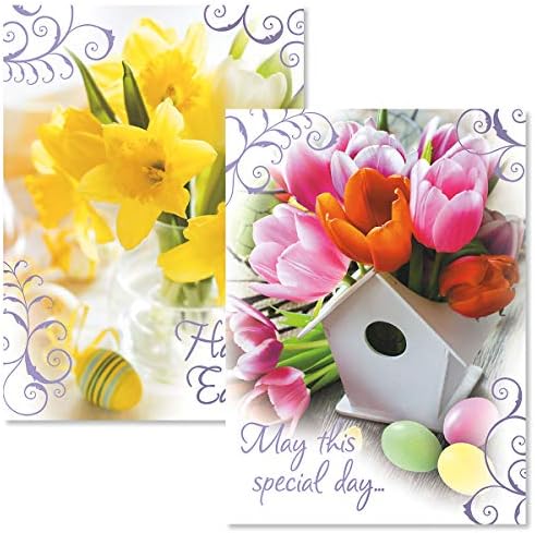Велигденски моменти Делукс цветна фолија Велигденски честитки - сет од 8, големи 5 x 7 инчи, чувства внатре, одлични за среќни велигденски