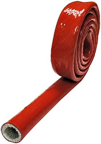 Електрик 1,25 Термо оклоп силиконски обложен фиберглас оган ракав - 3 стапки - црвена/портокалова боја