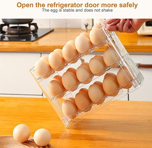 Држач за јајца од јајце со белиотио за фрижидер, 3 слој сад за складирање на јајца за странична врата од фрижидер, контејнер со