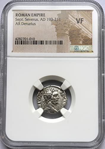 ТОА 193-211 Н Е Антички Империјален Рим Император Септимиј Северус Антички Римски Сребрена Монета Денариус Многу Парична Казна НГЦ